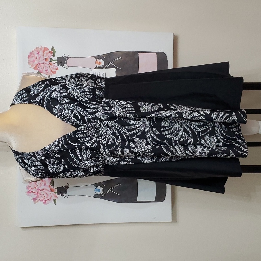 Island Escape Black and White Halter One-Piece Swimdress